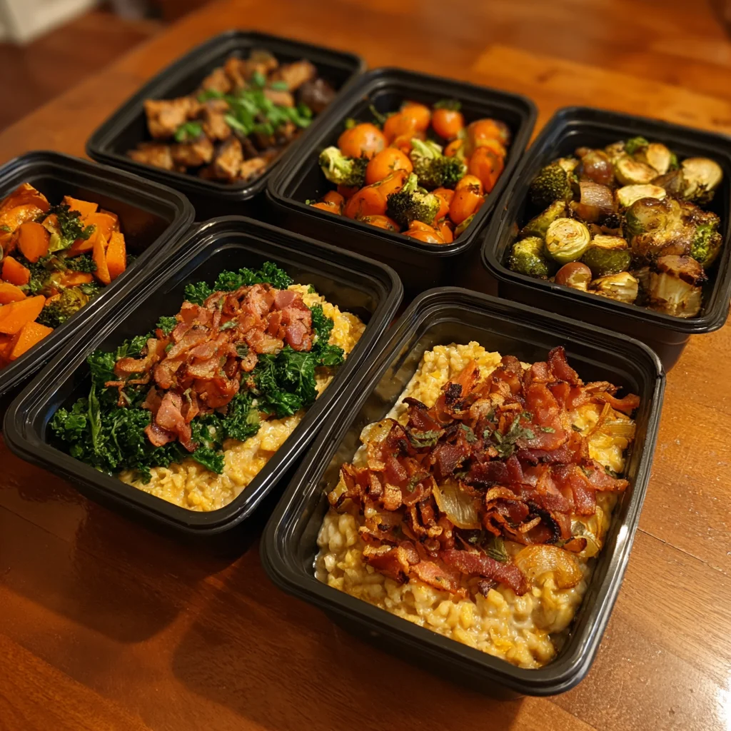 Savory Oatmeal Bowl: Your New Favorite Healthy Fix 7 Savory oatmeal bowl meal prep with greens and bacon